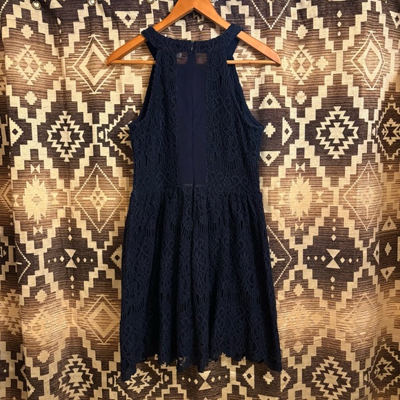 Altar’d State Navy Blue Dress, Crochet, Mesh Back Detail, Size Medium - Picture 3 of 7